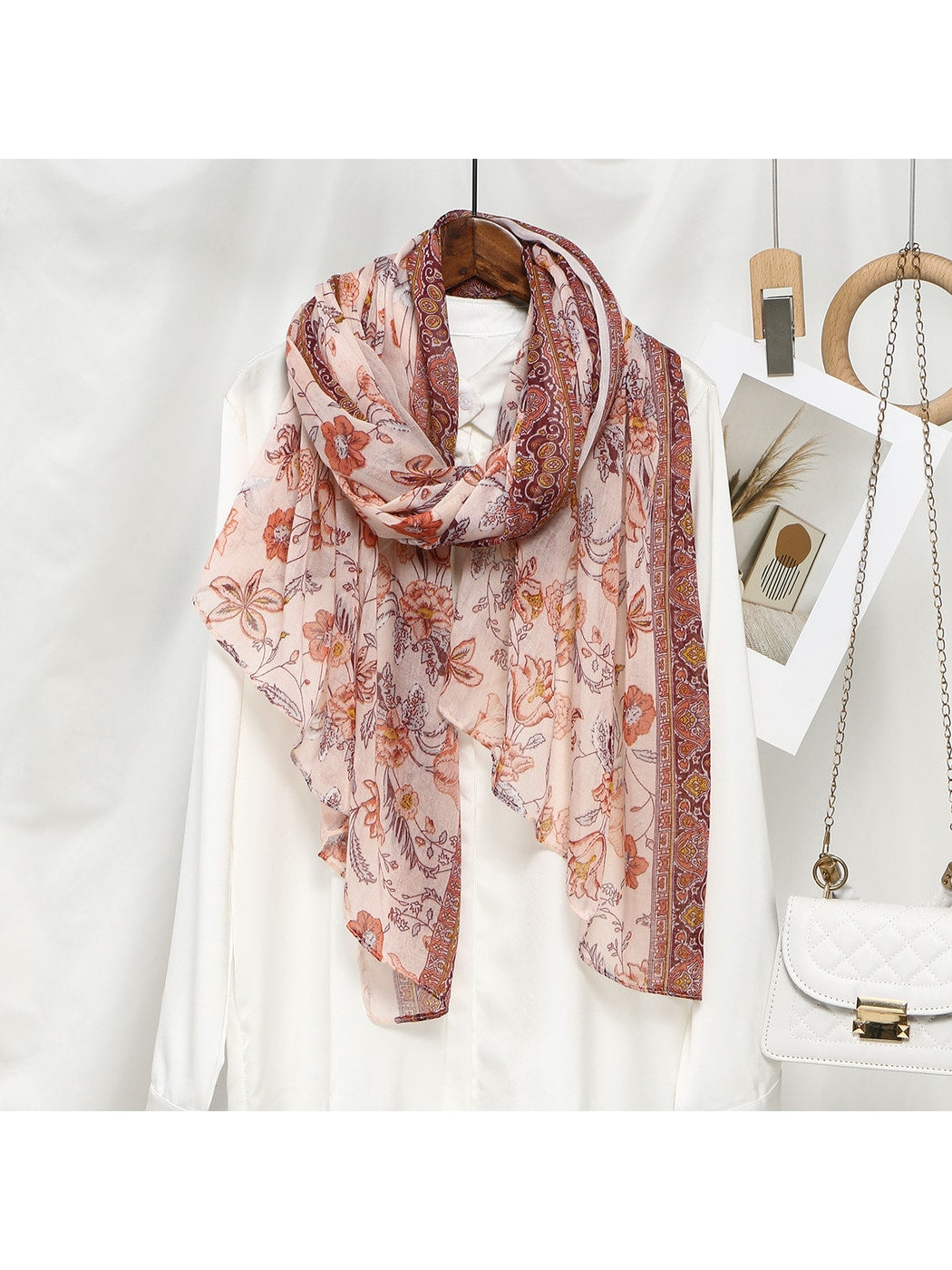 Scarvii - Floral Pattern Lightweight Wrap Scarf