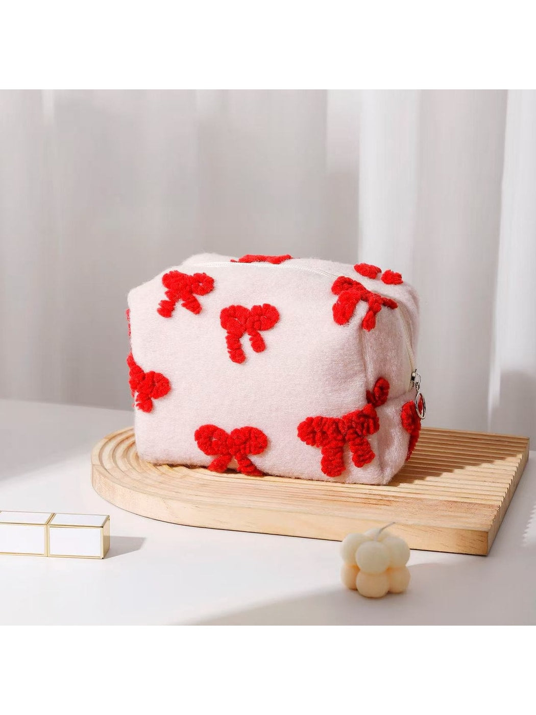 Cosbai - Bow Pattern Handheld Makeup Bag for Women