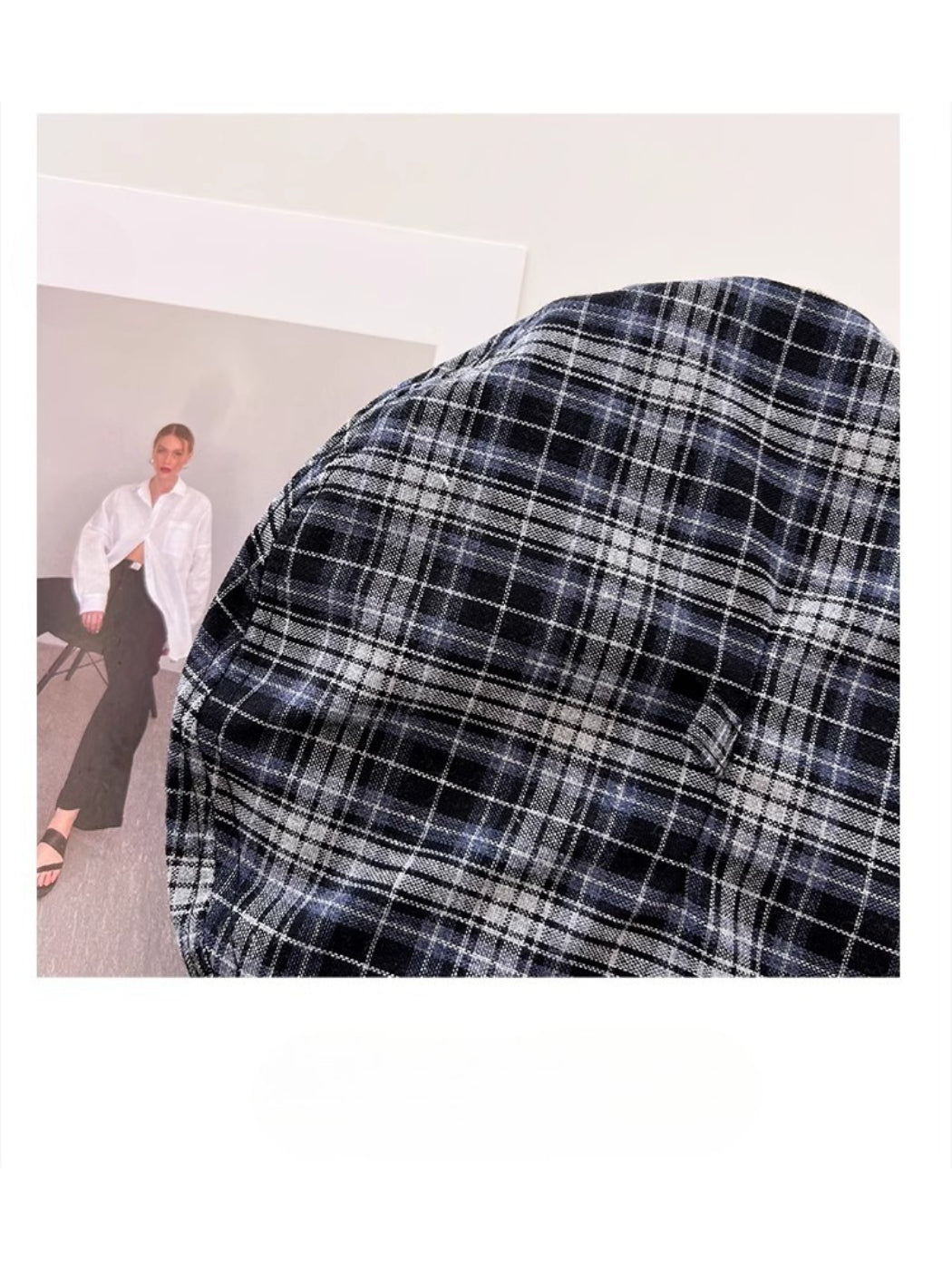 Haila - Plaid Patch Casual Beret Hat