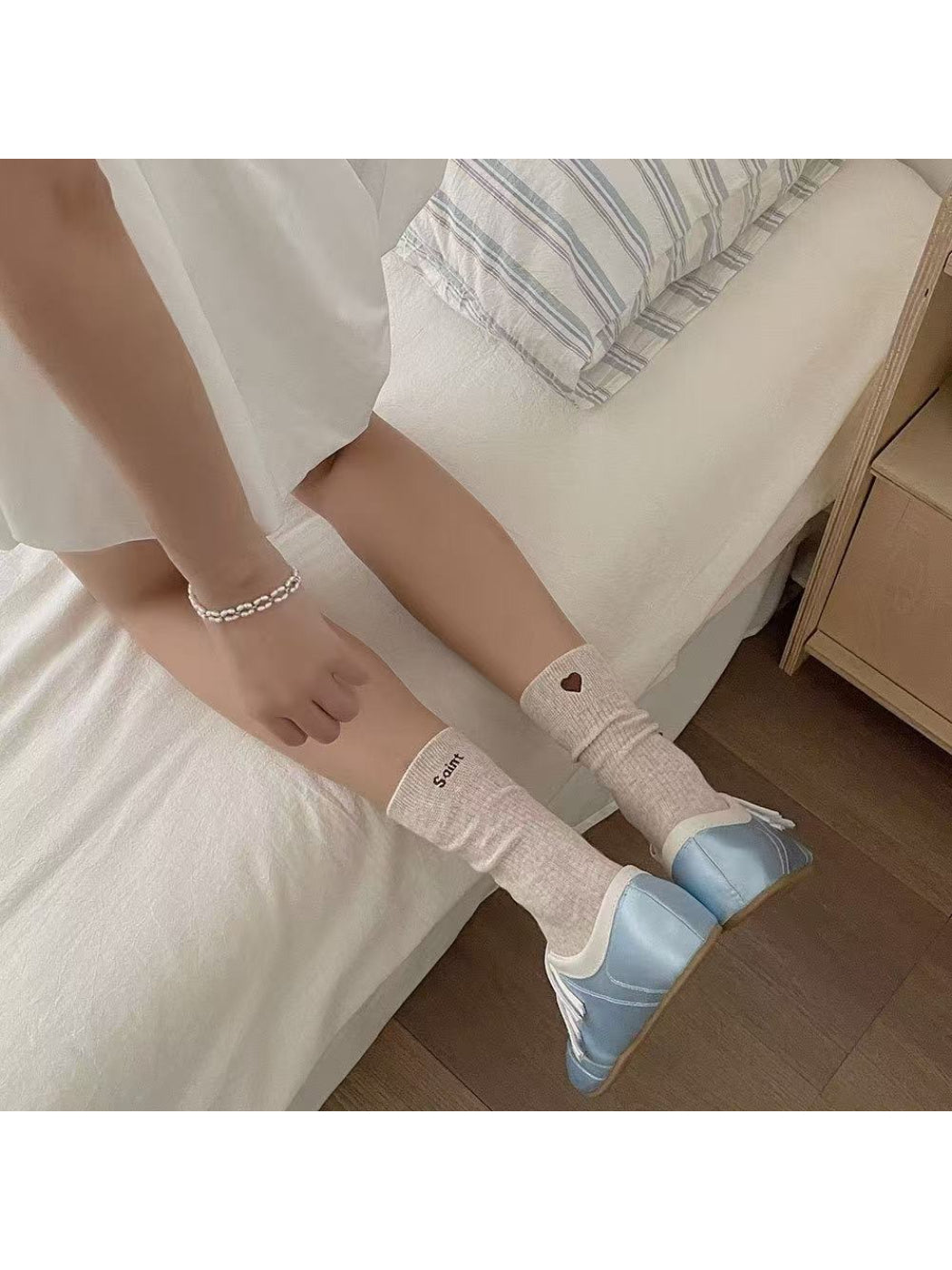 Rufia - Soft Rib Heart Detail Crew Socks