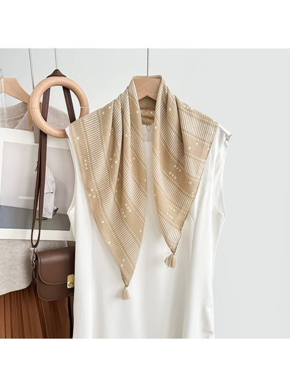 Scarvii - Striped and Dot Pattern Square Scarf
