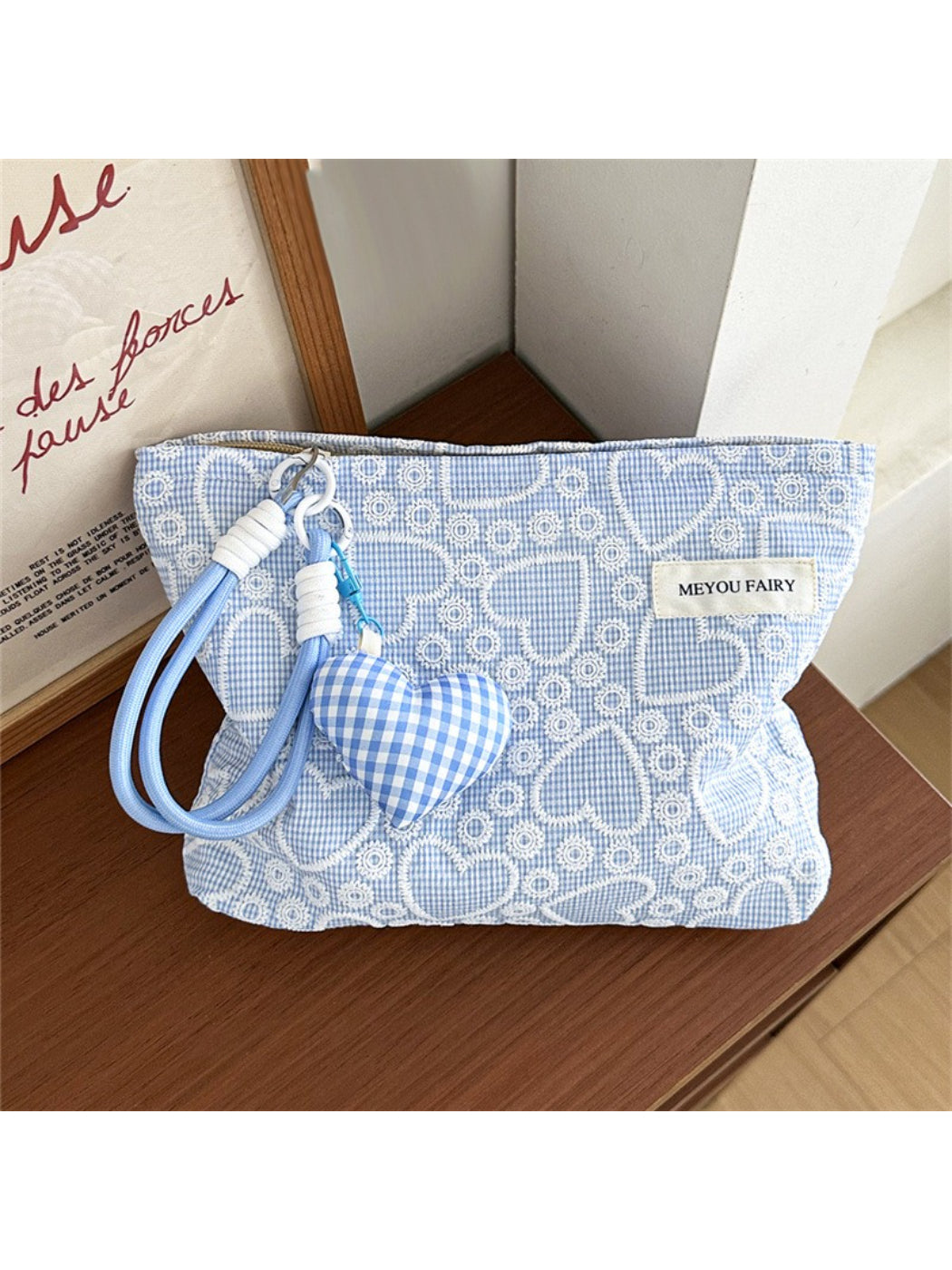 Cosbai Heart Embroidered Makeup Pouch product image