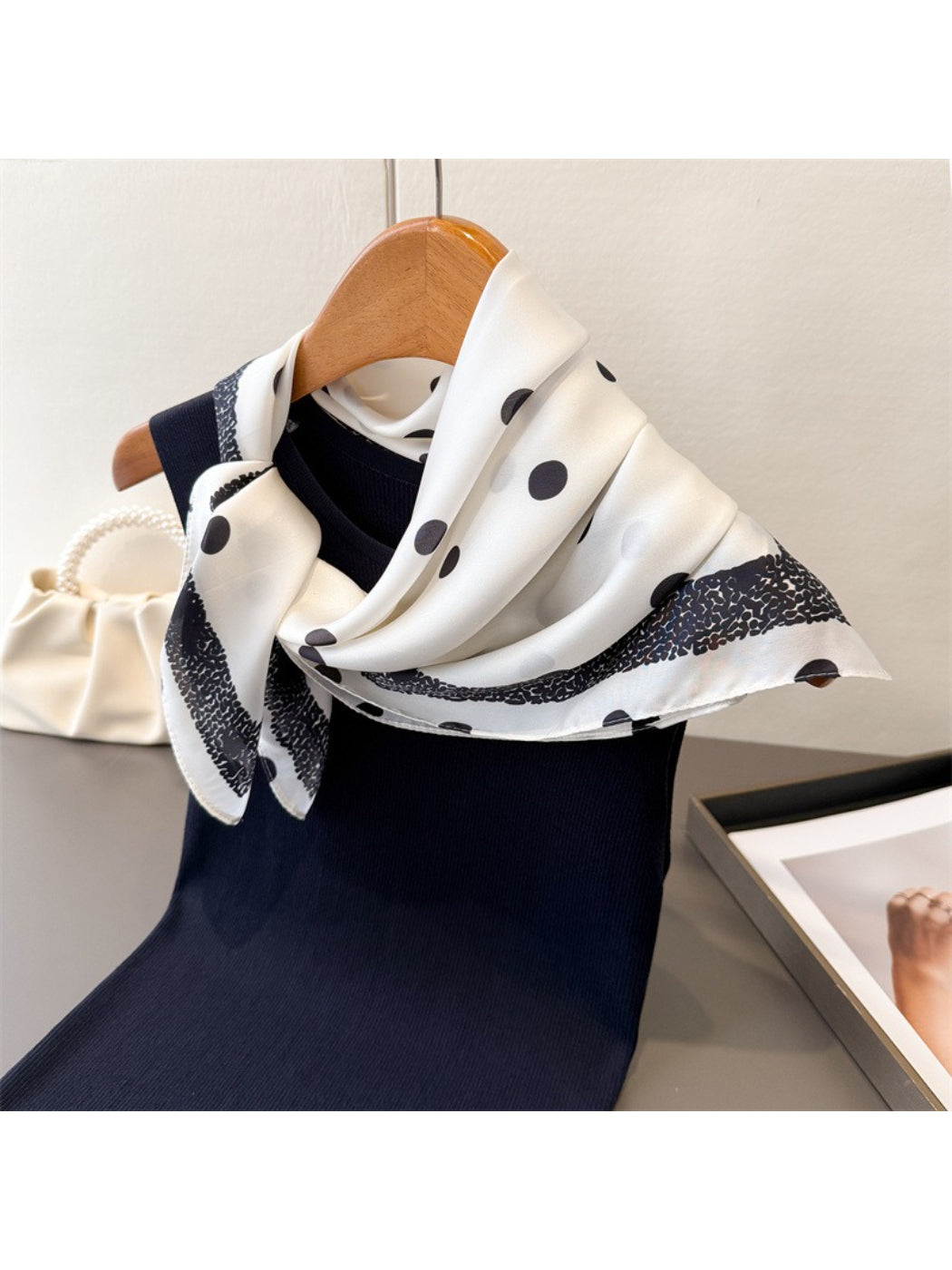 Scarvii Polka Dot Border Print Square Scarf