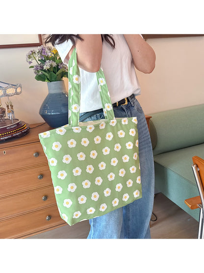 Cosbai - Fresh Style Daisy Print Tote Bag