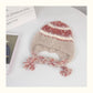 Haila - Striped Plush Knitted Beanie with Ear Flaps