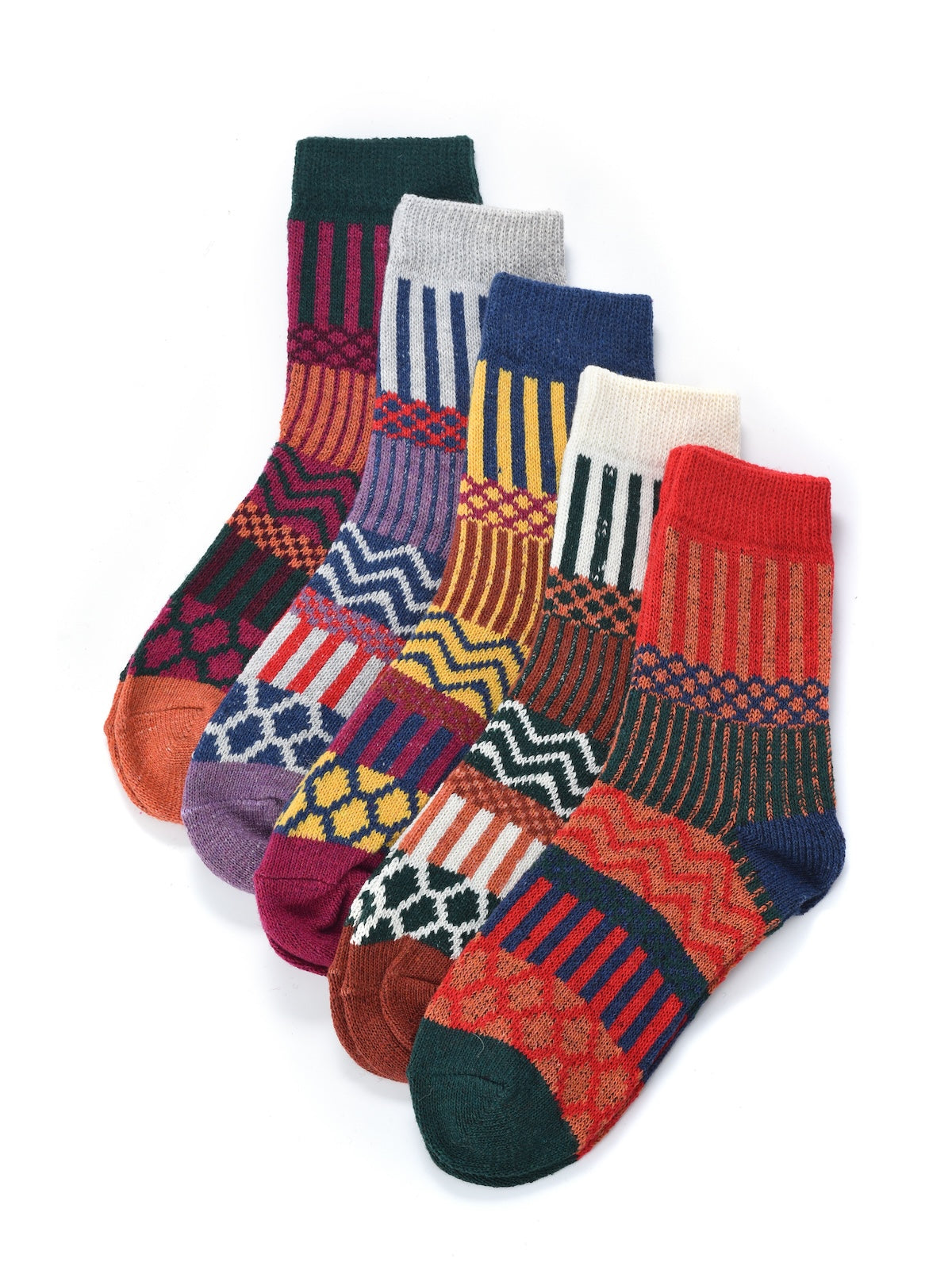 Rufia - 5 Pairs Bohemian Wool-Blend Socks Set