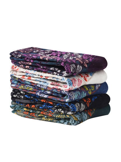 Rufia - Royal Floral Pattern Wide-Cuff Socks
