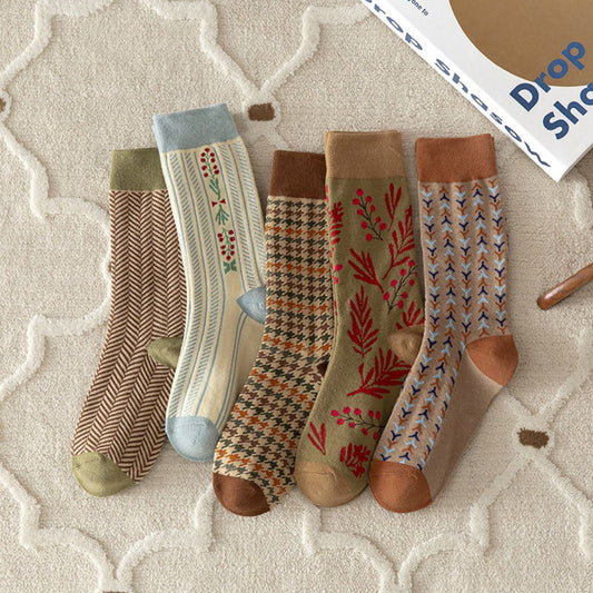 Rufia - Vintage Pattern Women's Socks for Fall & Winter