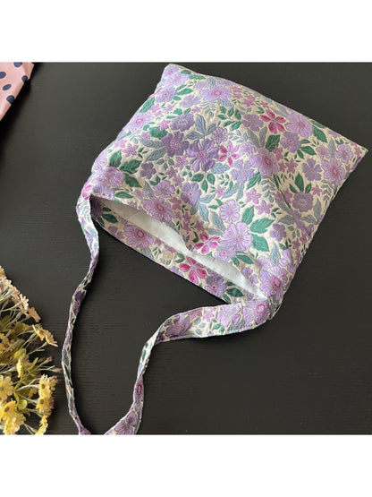 Top view of Cosbai Purple Bloom Slouch Shoulder Bag open