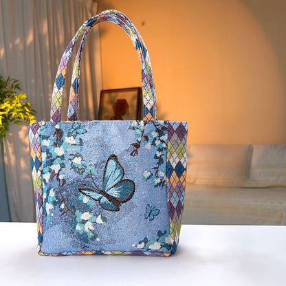 Cosbai - Geometric Lace Botanical & Animal Canvas Tote