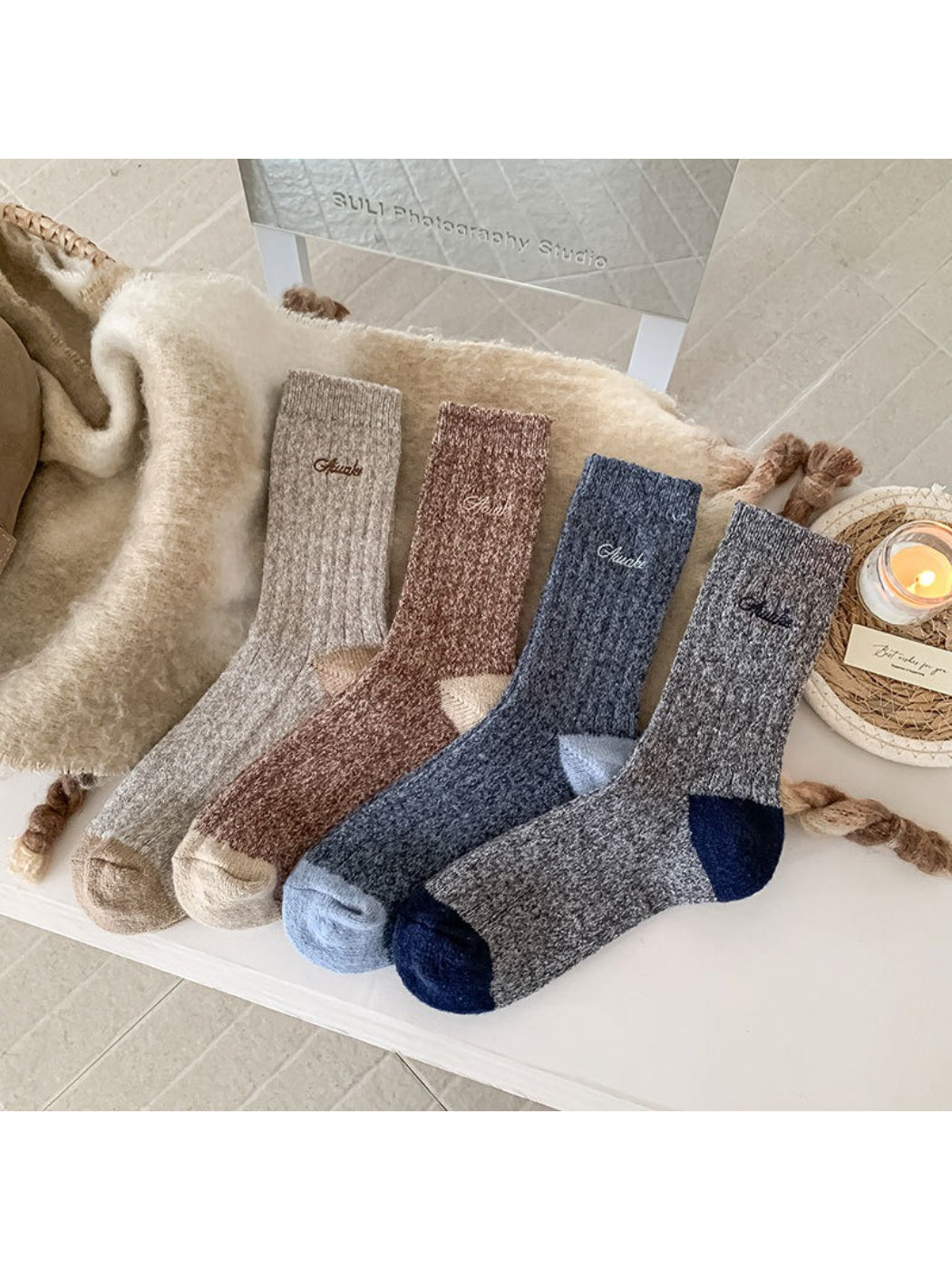 Rufia - Heathered Ribbed Crew Socks