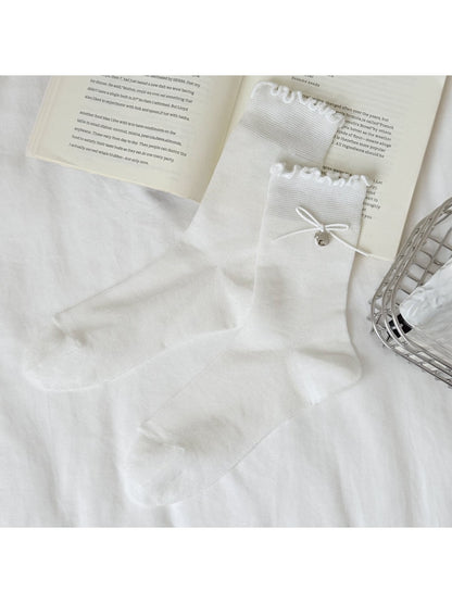 Rufia - Muted Bow Ruffle Crew Socks