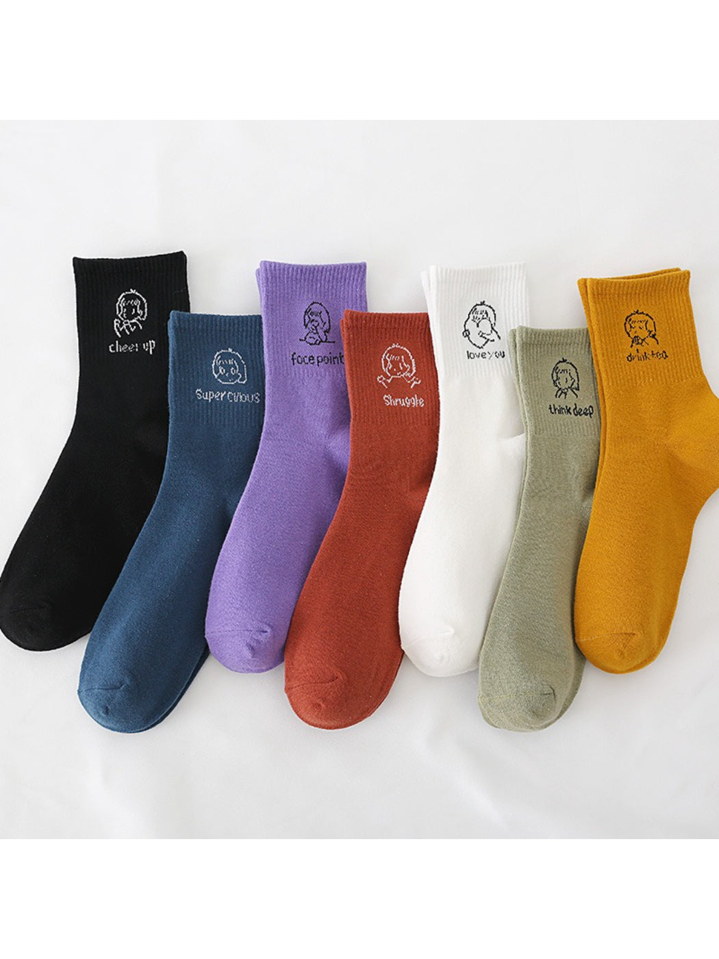 Rufia - Mood Words Embroidered Crew Socks product image 1
