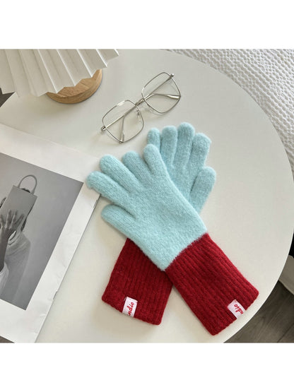 Gloving - Color Block Plush Finish Women's Winter Gloves