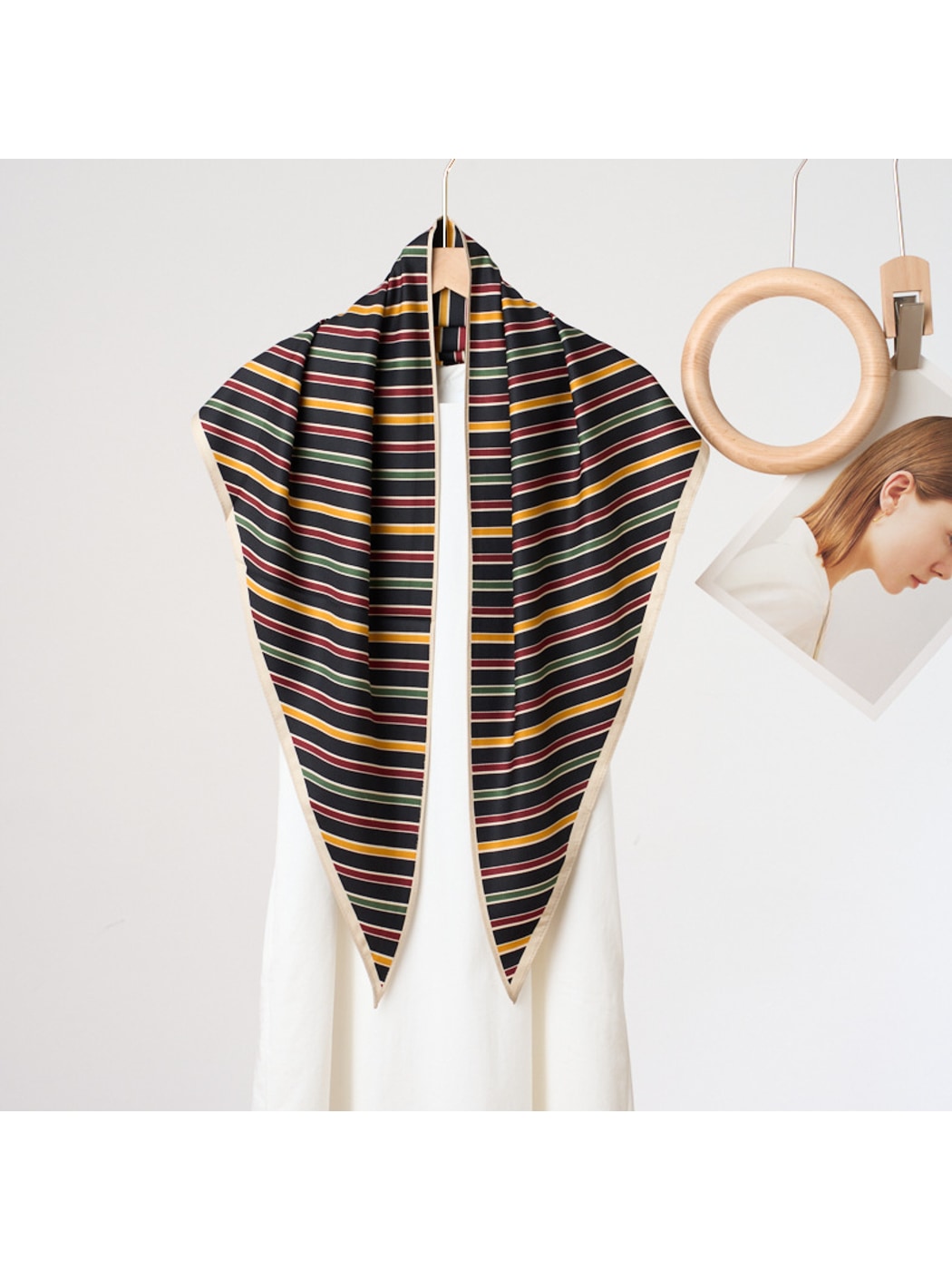 Scarvii - Preppy Line Print Triangle Bandana