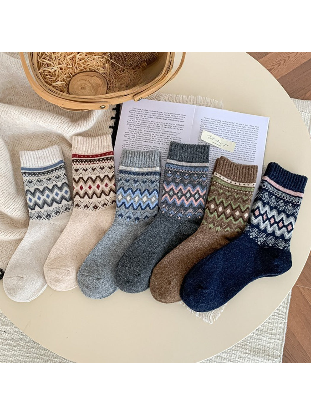 Rufia Nordic Fair Isle Pattern Crew Socks first product image