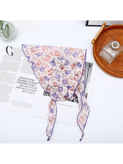 Scarvii - Bright Floral Printed Decorative Triangle Bandana