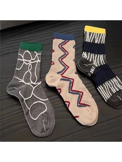 Rufia - Geometric Pattern Casual Crew Socks
