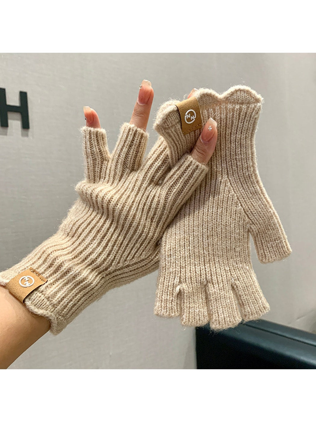 Gloving - Retro Ribbed Half Finger Winter Gloves