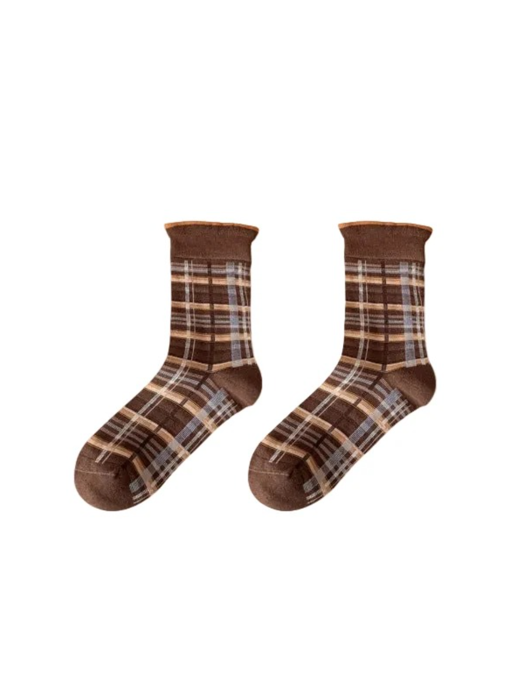 Rufia - Plaid Rolled-Edge Cuff Crew Socks