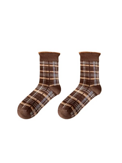 Rufia - Plaid Rolled-Edge Cuff Crew Socks