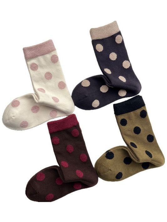 Rufia - Retro Mid-calf Socks with Polka Dot