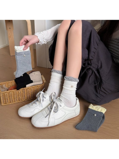 Rufia - Bead Accent Ribbed Crew Socks product image 1