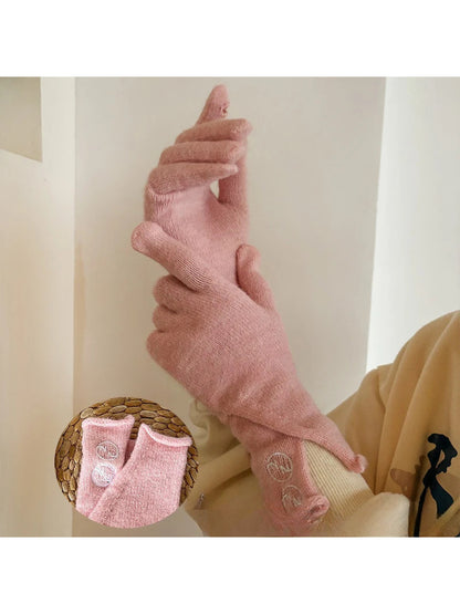 Gloving - Outlined Ball Detail Cuff Touchscreen Gloves