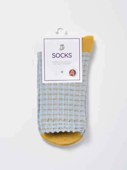 Rufia - Textured Check Knit Crew Socks