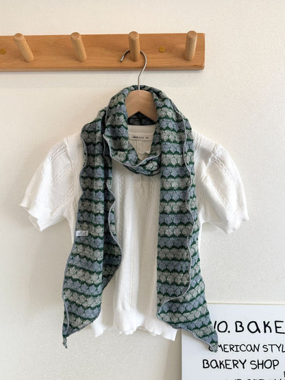 Scarvii - Geometric Striped Knit Narrow Scarf