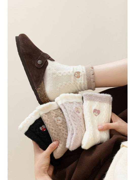 Rufia – Heart Embroidery Warm Home Socks