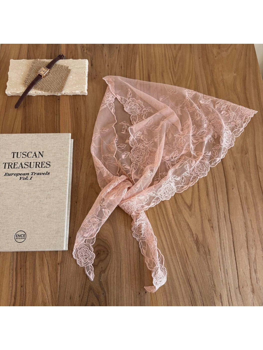 Scarvii - Rose Lace Triangle Scarf - image 4
