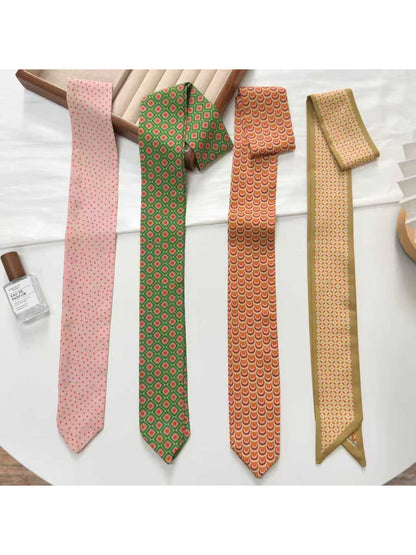 Scarvii Retro Geometric Pattern Skinny Scarf