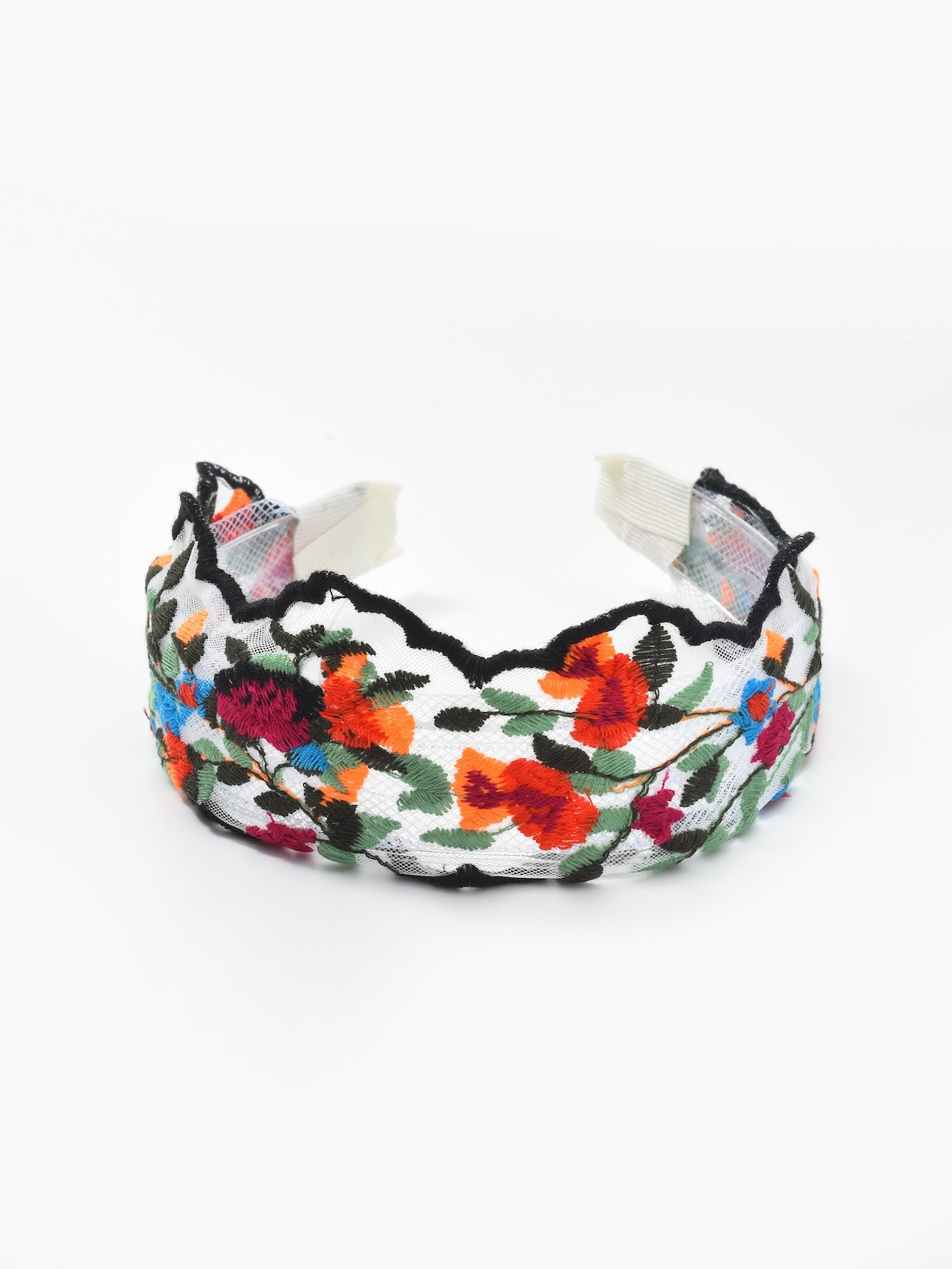 Haila - Classic Vintage Floral Headband – Black & Beige
