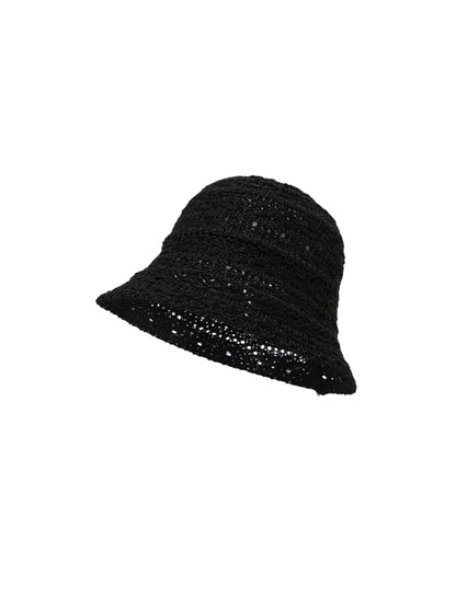 Side view of Haila soft woven texture summer bucket hat in beige