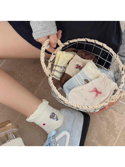 Rufia Dog Embroidered Ruffle Crew Socks product image