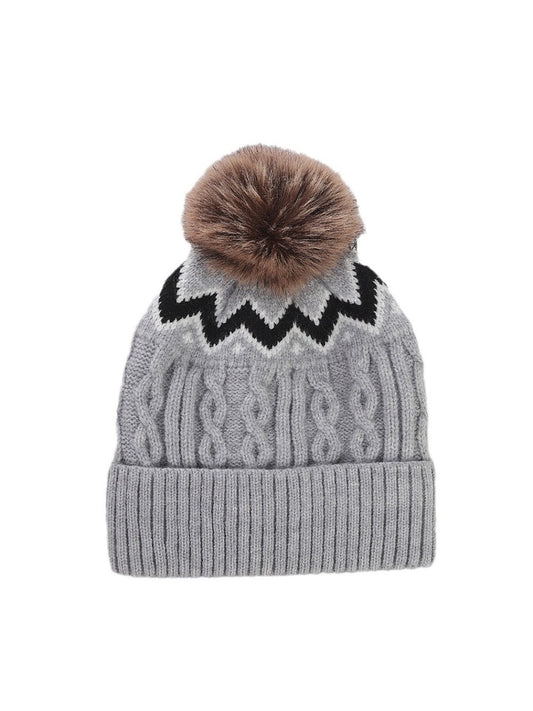 Haila - Winter Thick Knitted Beanie with Pom