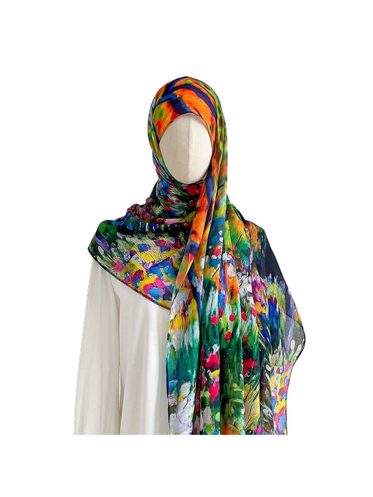 Scarvii - Vibrant Oil-Painting Style Abstract Scarf