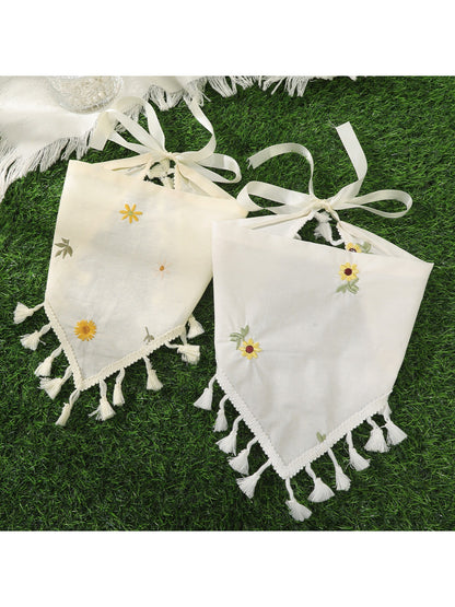 Scarvii Boho Floral Tassel Triangle Scarf