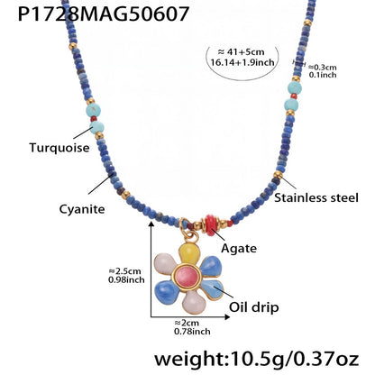 Bauai - Colorful Flat Bead Pendant Necklace - Elegant & Charming