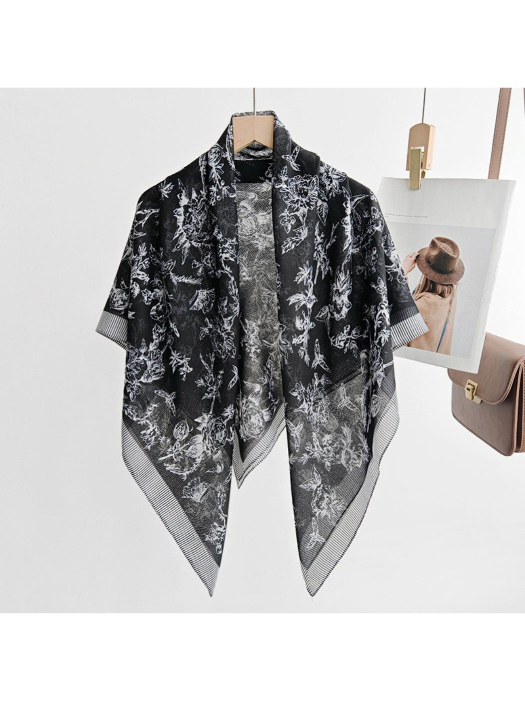 Scarvii Botanical Floral Line Art Square Scarf