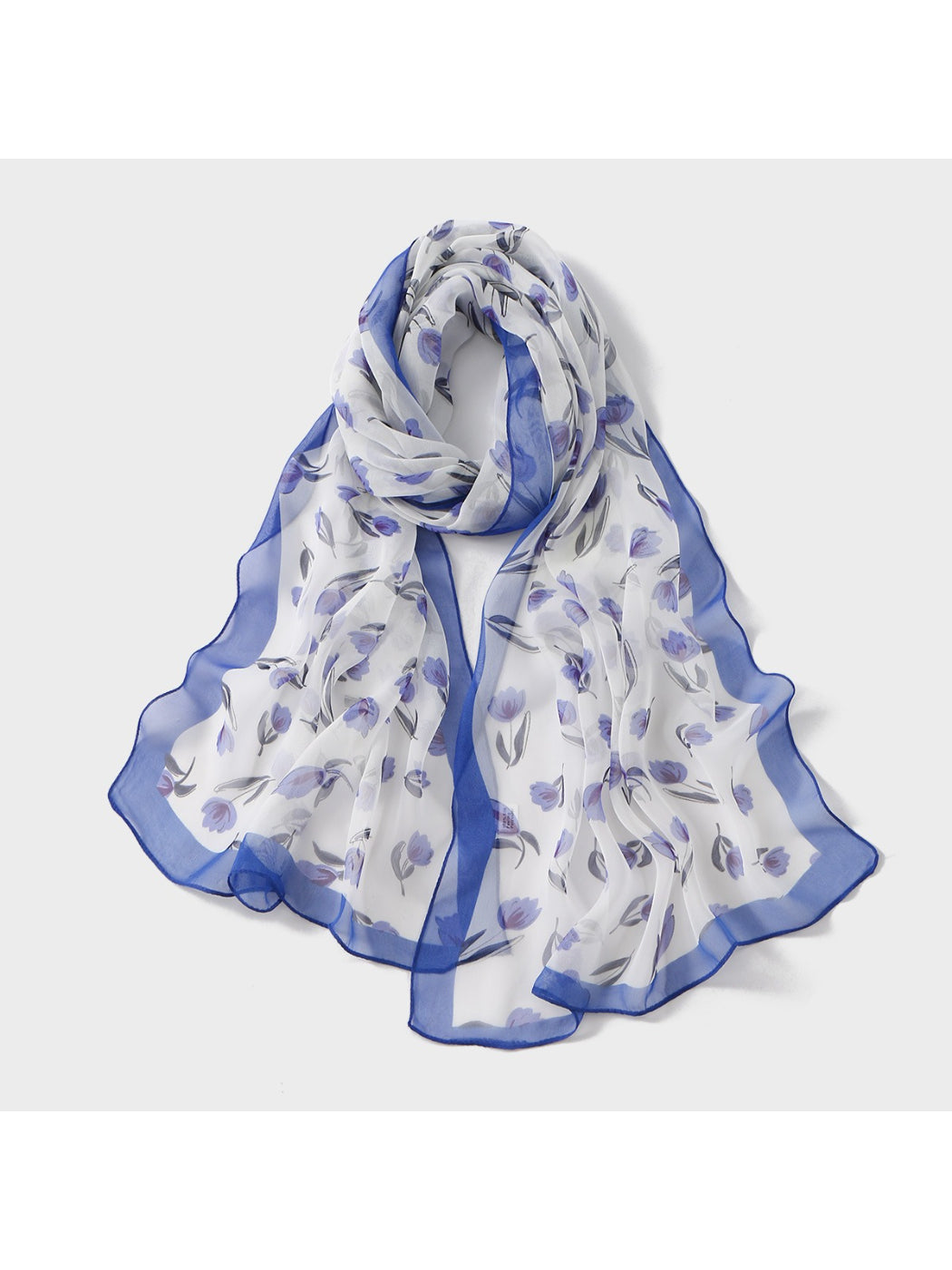 Scarvii - Soft Tulip Floral Print Lightweight Scarf