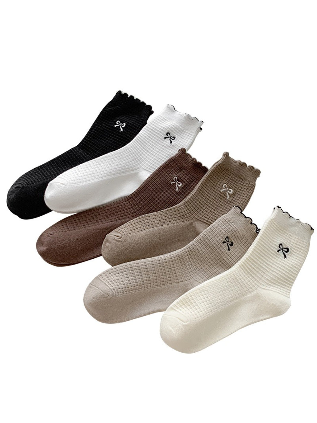 Rufia - Embroidered Bow Waffle Crew Socks product image 3