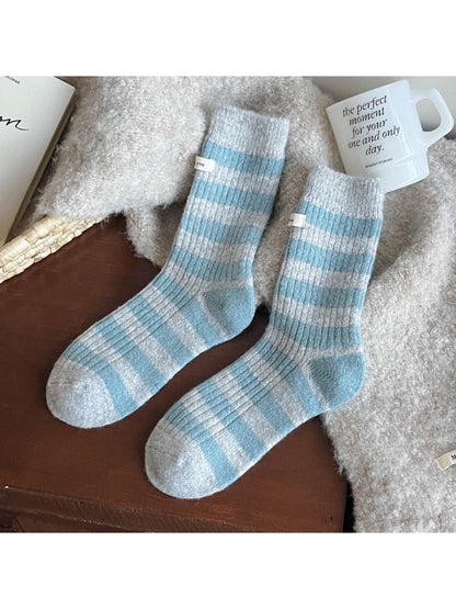 Rufia - Soft Winter Stripe Knit Crew Socks