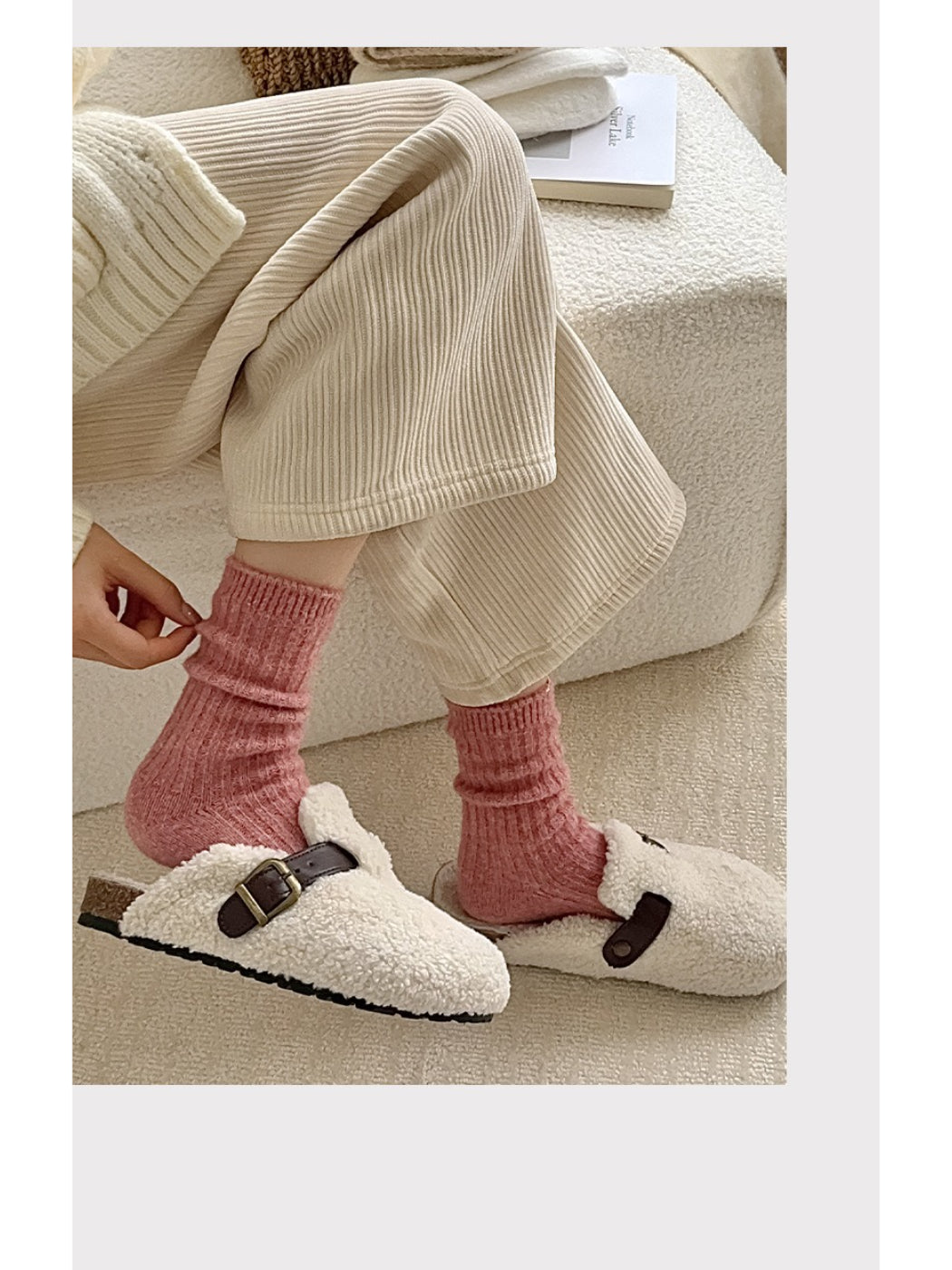 Rufia - Fuzzy Ribbed Cozy Crew Socks