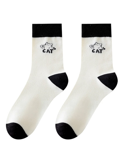 Rufia - Playful Cartoon Cat Theme Crew Socks