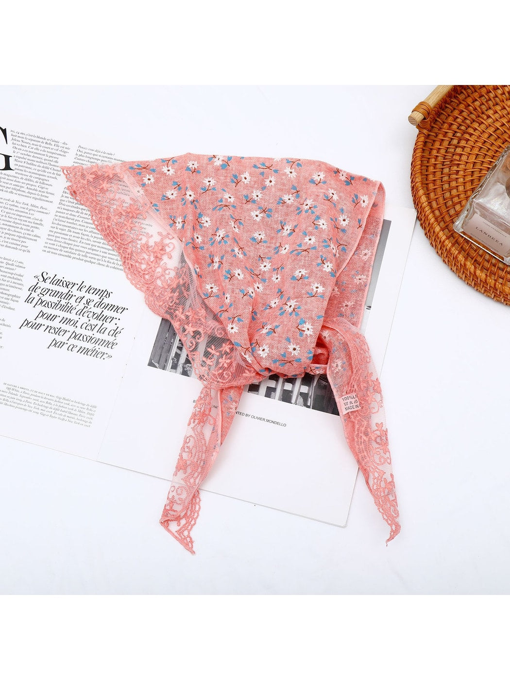 Scarvii - Pastoral Floral Print Triangle Bandana
