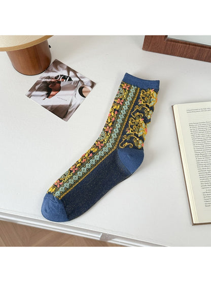 Rufia - Textured Floral Ribbon Socks