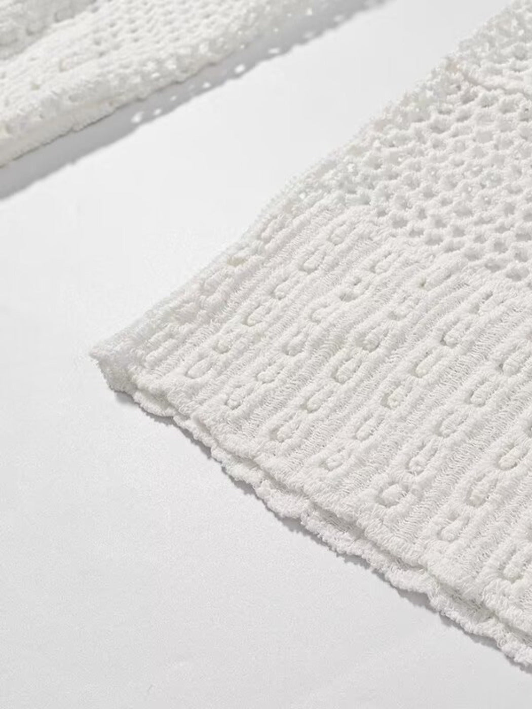 Crosa - Hollow Knitted Round Neck Long-Sleeve Top Sweater
