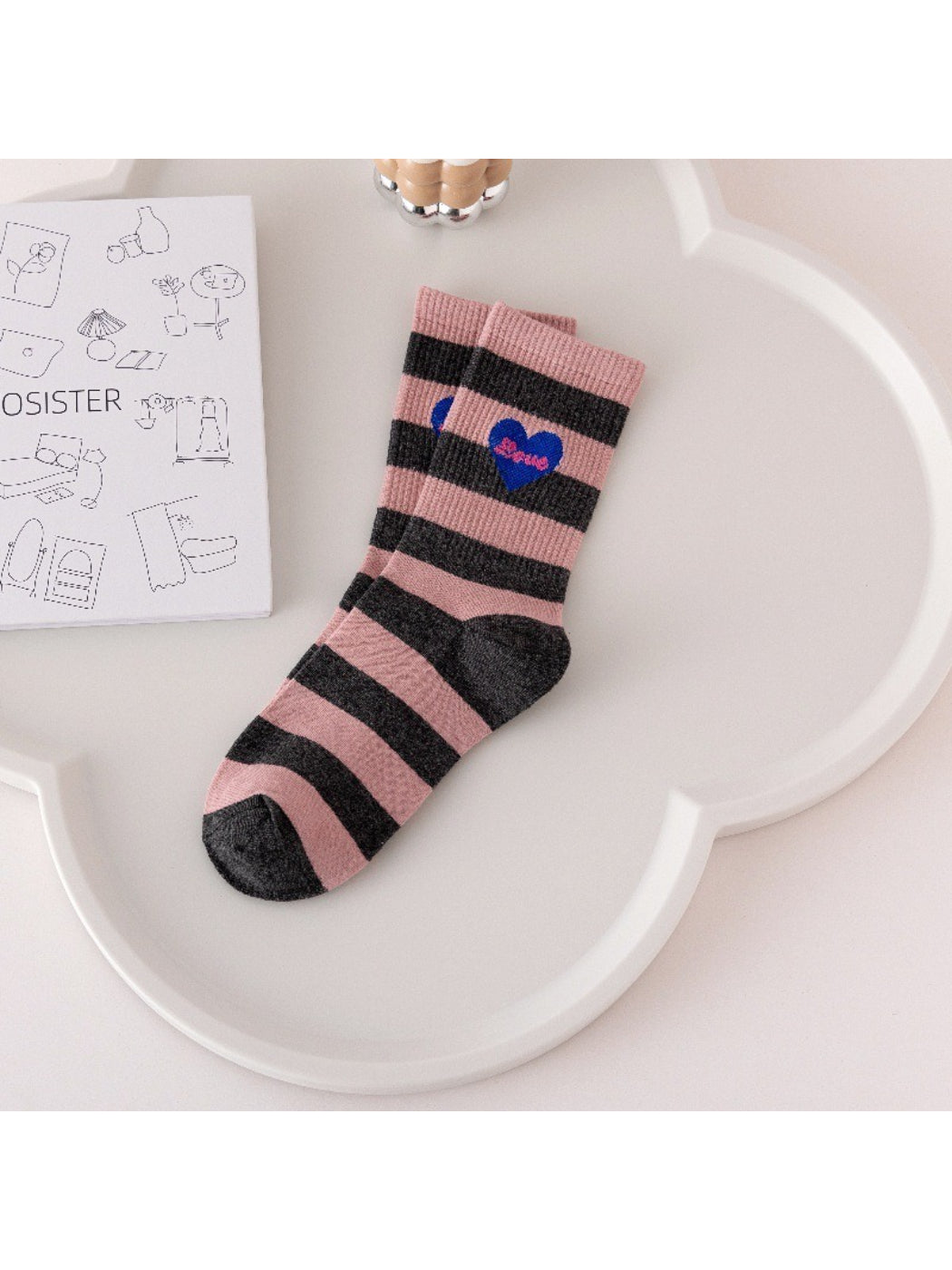 Rufia - Playful Heart Print Crew Socks